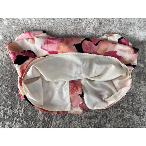 Apt 9 Size 12 Floral Print Pleated Mini Fit Flared Dress Cap Sleeve Zip Pink - Picture 8 of 11